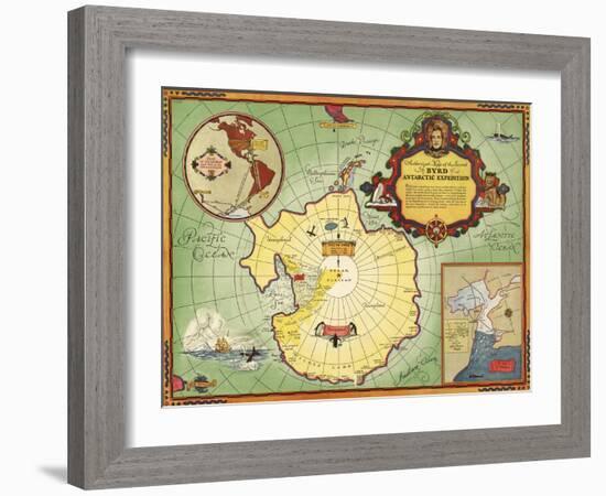 Authorized Map of the Second Byrd Antarctic Expedition-null-Framed Giclee Print