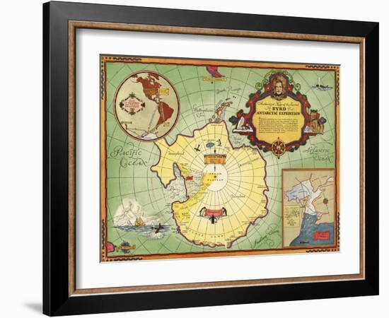 Authorized Map of the Second Byrd Antarctic Expedition-null-Framed Giclee Print