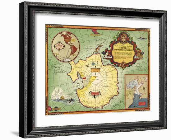 Authorized Map of the Second Byrd Antarctic Expedition-null-Framed Giclee Print