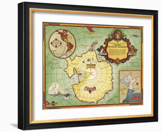 Authorized Map of the Second Byrd Antarctic Expedition-null-Framed Giclee Print