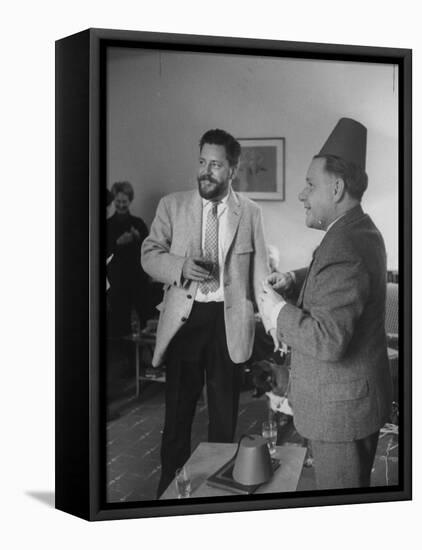 Authors Gerald Durrell and His Brother Lawrence Durrell Chatting at Family Home on Island of Jersey-Loomis Dean-Framed Premier Image Canvas