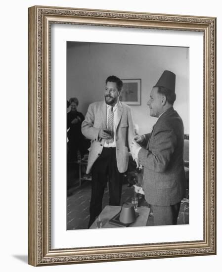 Authors Gerald Durrell and His Brother Lawrence Durrell Chatting at Family Home on Island of Jersey-Loomis Dean-Framed Photographic Print