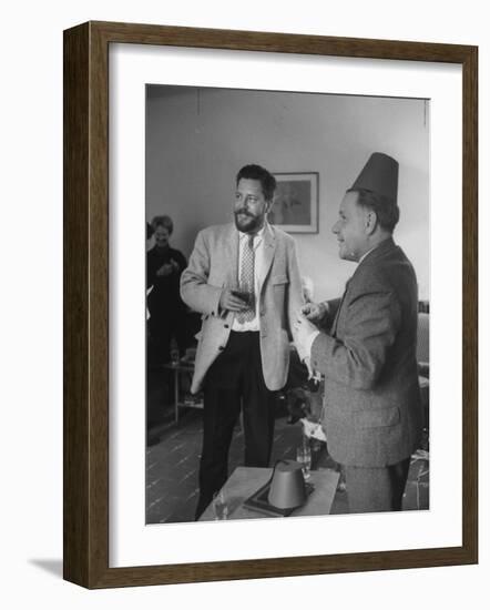 Authors Gerald Durrell and His Brother Lawrence Durrell Chatting at Family Home on Island of Jersey-Loomis Dean-Framed Photographic Print