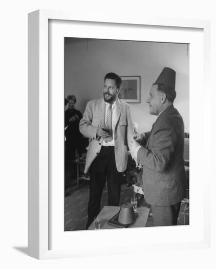 Authors Gerald Durrell and His Brother Lawrence Durrell Chatting at Family Home on Island of Jersey-Loomis Dean-Framed Photographic Print