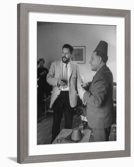 Authors Gerald Durrell and His Brother Lawrence Durrell Chatting at Family Home on Island of Jersey-Loomis Dean-Framed Photographic Print