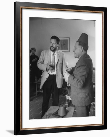 Authors Gerald Durrell and His Brother Lawrence Durrell Chatting at Family Home on Island of Jersey-Loomis Dean-Framed Photographic Print