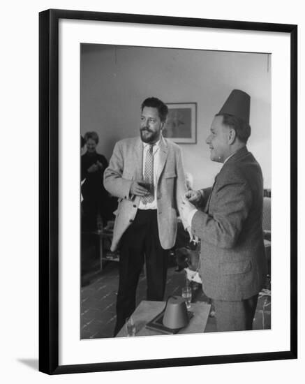 Authors Gerald Durrell and His Brother Lawrence Durrell Chatting at Family Home on Island of Jersey-Loomis Dean-Framed Photographic Print