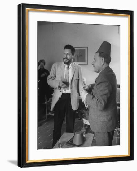 Authors Gerald Durrell and His Brother Lawrence Durrell Chatting at Family Home on Island of Jersey-Loomis Dean-Framed Photographic Print