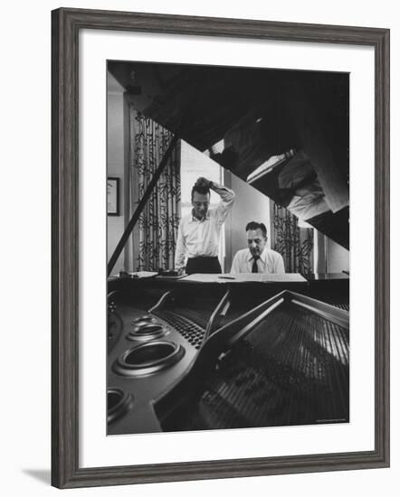 Authors of "My Fair Lady", Allan Jay Lerner and Frederick Loewe, at Piano Working on Music-Gordon Parks-Framed Premium Photographic Print