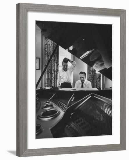 Authors of "My Fair Lady", Allan Jay Lerner and Frederick Loewe, at Piano Working on Music-Gordon Parks-Framed Premium Photographic Print