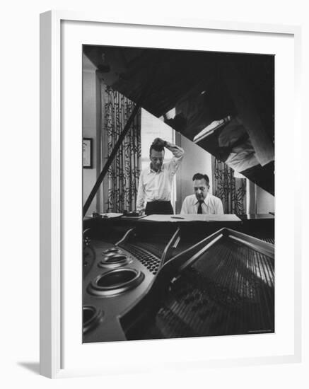 Authors of "My Fair Lady", Allan Jay Lerner and Frederick Loewe, at Piano Working on Music-Gordon Parks-Framed Premium Photographic Print