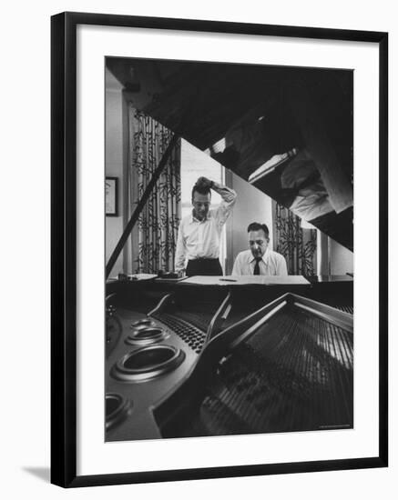 Authors of "My Fair Lady", Allan Jay Lerner and Frederick Loewe, at Piano Working on Music-Gordon Parks-Framed Premium Photographic Print