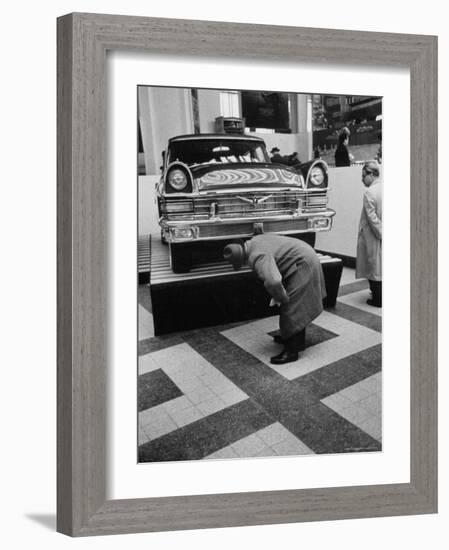 Auto Exhibit in the Soviet Pavilion, at Brussels World's Fair-Michael Rougier-Framed Photographic Print