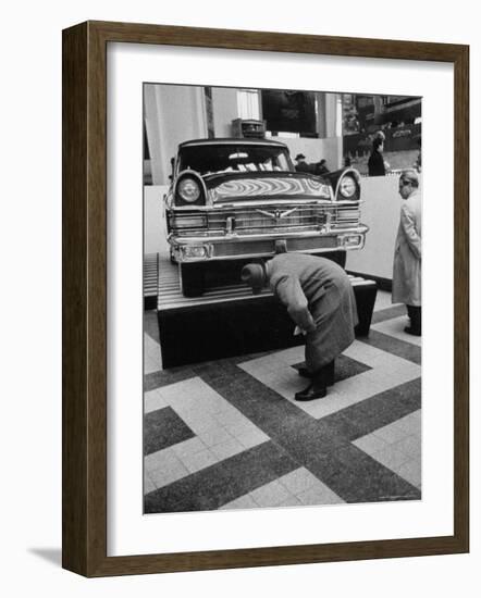 Auto Exhibit in the Soviet Pavilion, at Brussels World's Fair-Michael Rougier-Framed Photographic Print