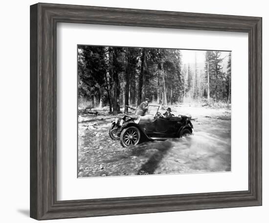 Auto Fording Clear Creek, Yakima, 1918-Asahel Curtis-Framed Giclee Print