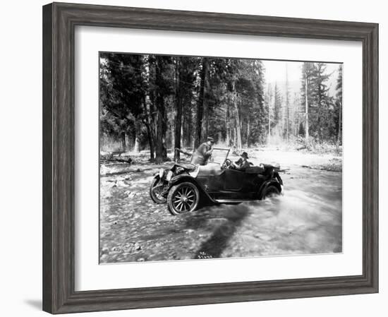 Auto Fording Clear Creek, Yakima, 1918-Asahel Curtis-Framed Giclee Print