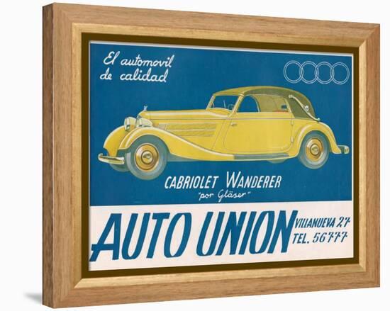 Auto Union Audi, Magazine Advertisement, USA, 1930-null-Framed Premier Image Canvas