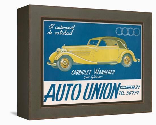 Auto Union Audi, Magazine Advertisement, USA, 1930-null-Framed Premier Image Canvas