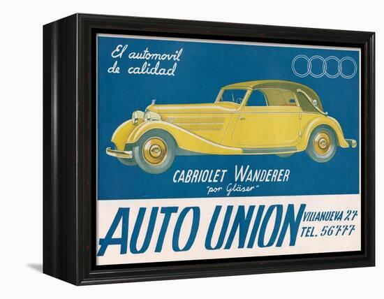 Auto Union Audi, Magazine Advertisement, USA, 1930-null-Framed Premier Image Canvas