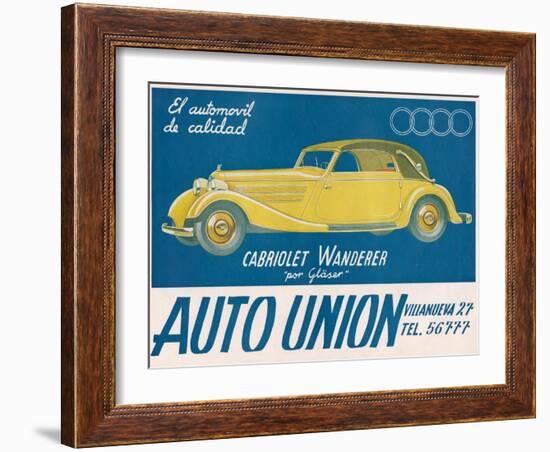 Auto Union Audi, Magazine Advertisement, USA, 1930-null-Framed Giclee Print