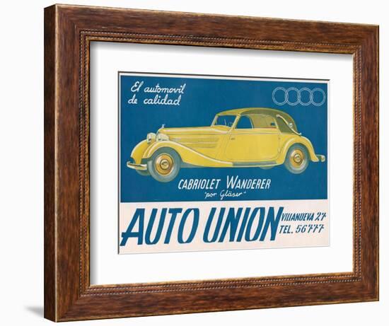 Auto Union Audi, Magazine Advertisement, USA, 1930-null-Framed Giclee Print