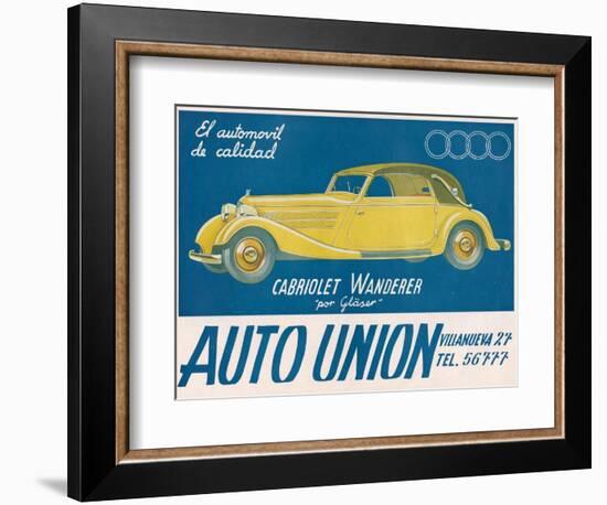 Auto Union Audi, Magazine Advertisement, USA, 1930--Framed Giclee Print