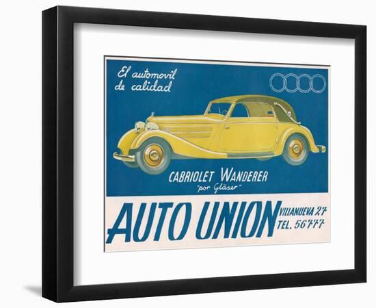 Auto Union Audi, Magazine Advertisement, USA, 1930--Framed Giclee Print