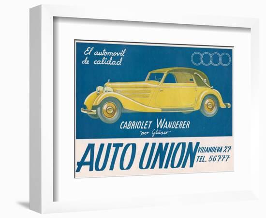 Auto Union Audi, Magazine Advertisement, USA, 1930--Framed Giclee Print