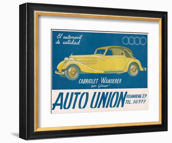 Auto Union Audi, Magazine Advertisement, USA, 1930-null-Framed Giclee Print