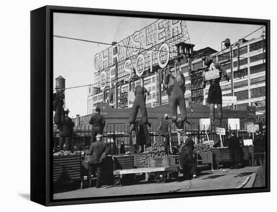 Auto Workers Conducting a Strike Against the Chrysler Plant-William Vandivert-Framed Premier Image Canvas