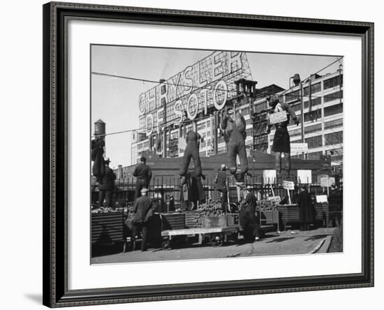 Auto Workers Conducting a Strike Against the Chrysler Plant-William Vandivert-Framed Premium Photographic Print