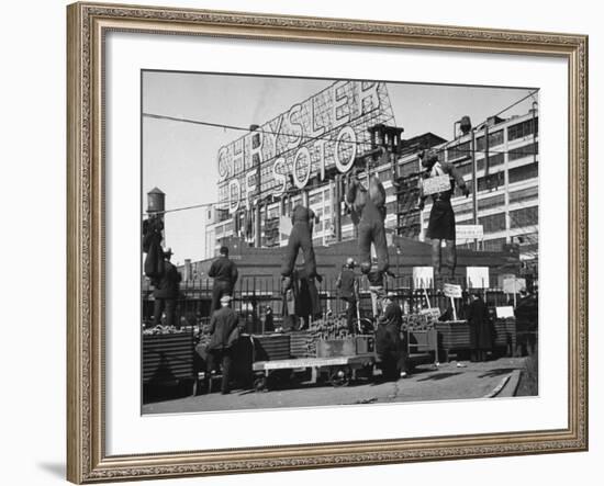 Auto Workers Conducting a Strike Against the Chrysler Plant-William Vandivert-Framed Premium Photographic Print