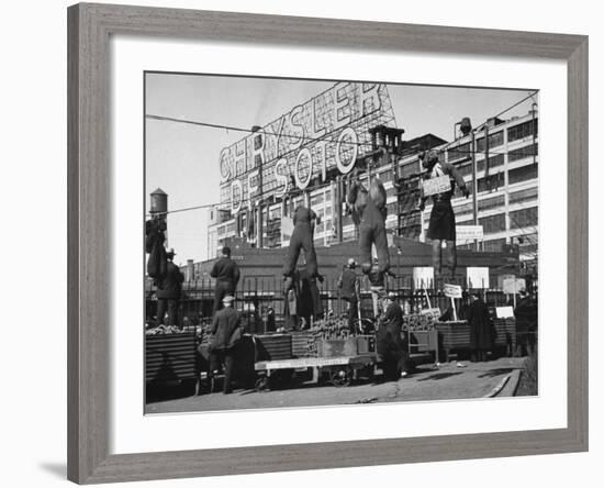 Auto Workers Conducting a Strike Against the Chrysler Plant-William Vandivert-Framed Premium Photographic Print