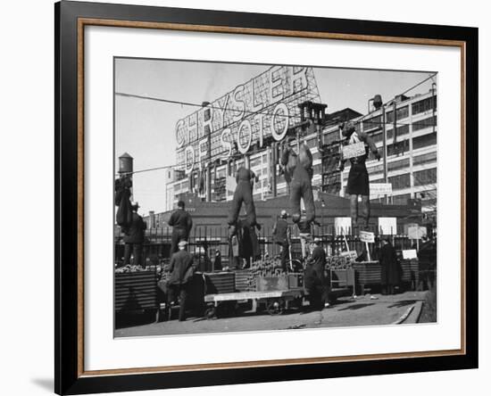 Auto Workers Conducting a Strike Against the Chrysler Plant-William Vandivert-Framed Premium Photographic Print