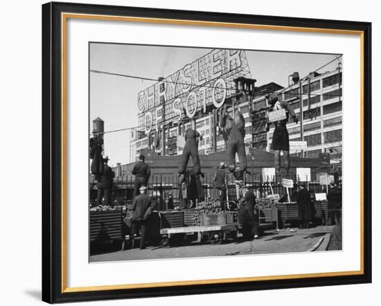 Auto Workers Conducting a Strike Against the Chrysler Plant-William Vandivert-Framed Premium Photographic Print