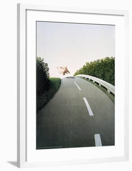 Autobahn Pig-Michael Sowa-Framed Art Print