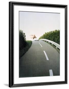 Autobahn Pig-Michael Sowa-Framed Art Print