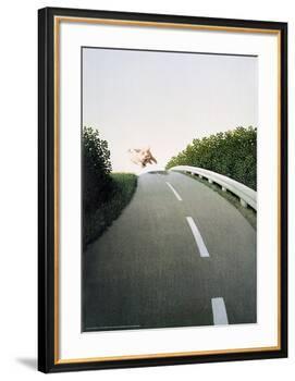 Autobahn Pig-Michael Sowa-Framed Art Print