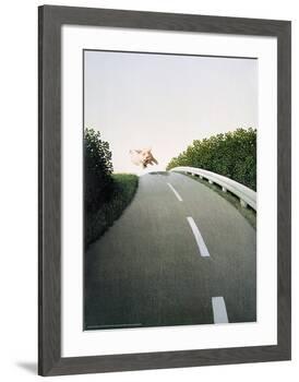 Autobahn Pig-Michael Sowa-Framed Art Print