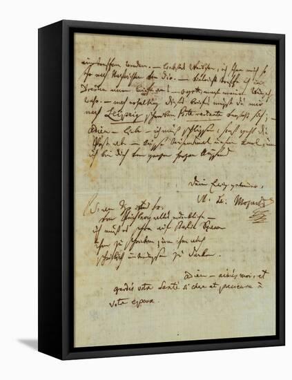 Autograph Letter Signed by Wolfgang Amadeus Mozart (1756-1791) and Sent to His Wife Constanze,…-null-Framed Premier Image Canvas