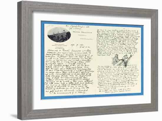Autograph Letter to Col. H. W. Feilden, Hotel Bellvue Cannes, 9th April, 1921-Rudyard Kipling-Framed Giclee Print
