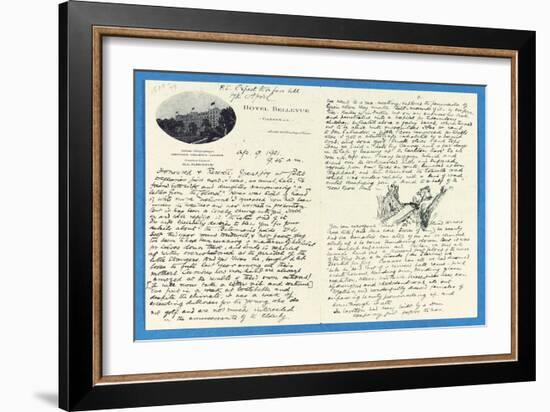 Autograph Letter to Col. H. W. Feilden, Hotel Bellvue Cannes, 9th April, 1921-Rudyard Kipling-Framed Giclee Print