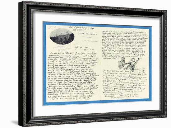 Autograph Letter to Col. H. W. Feilden, Hotel Bellvue Cannes, 9th April, 1921-Rudyard Kipling-Framed Giclee Print