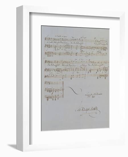 Autograph Manuscript D of 'Im Fruhling', Opus 9 No 4, Dated 6/12/1845, 2 Pages, 55 Bars-Félix Mendelssohn-Bartholdy-Framed Giclee Print
