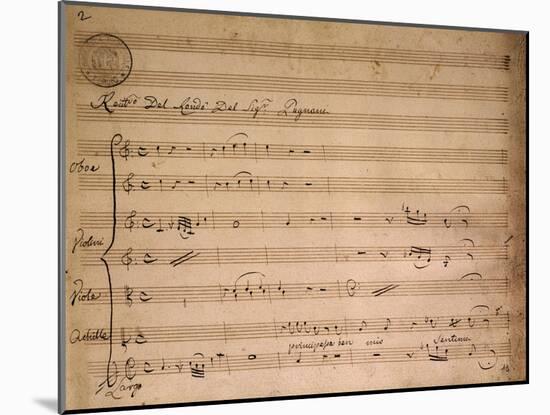 Autograph Music Score of Compositon by Gaetano Pugnani-null-Mounted Giclee Print