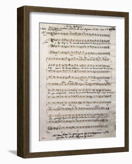 Autograph Music Score of Oratorium-Antonio Salieri-Framed Giclee Print