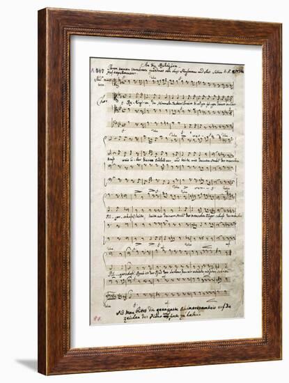 Autograph Music Score of Oratorium-Antonio Salieri-Framed Giclee Print