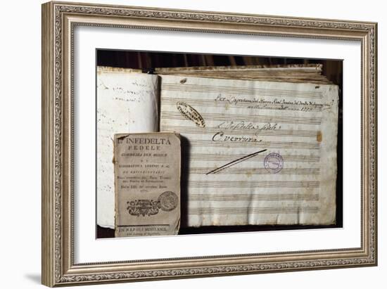 Autograph Sheet Music and Libretto of L'Infedelta' Fedele-null-Framed Giclee Print