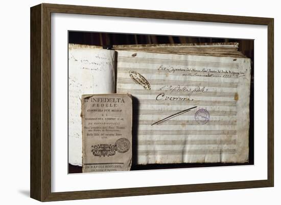 Autograph Sheet Music and Libretto of L'Infedelta' Fedele-null-Framed Giclee Print