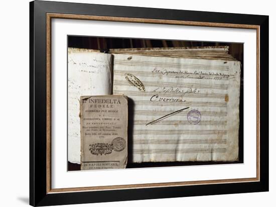 Autograph Sheet Music and Libretto of L'Infedelta' Fedele-null-Framed Giclee Print